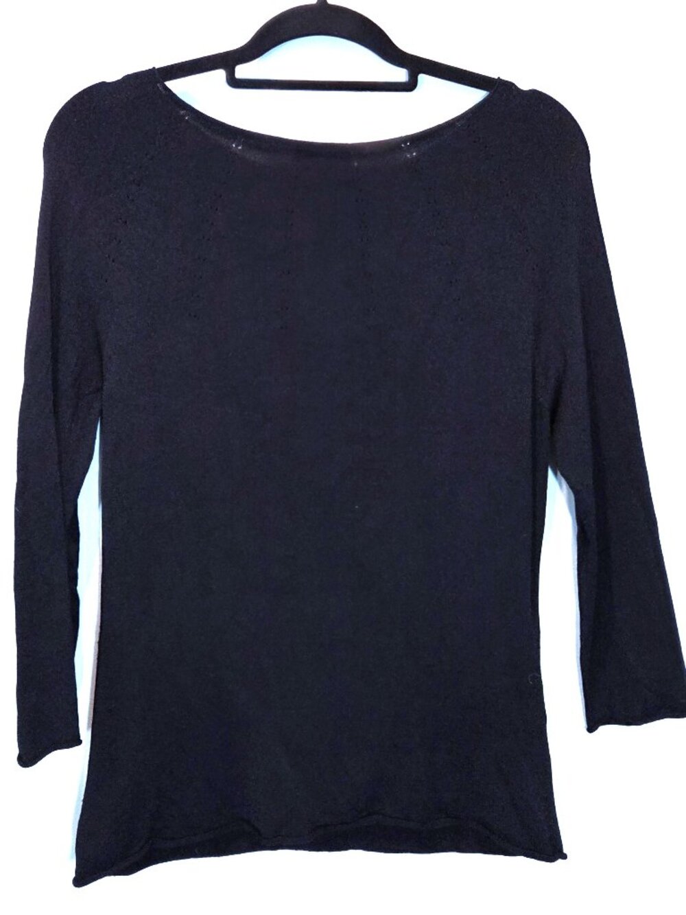 Vintage Ann Taylor Black 3/4 Sleeve Rolled Neck Sweater Size M